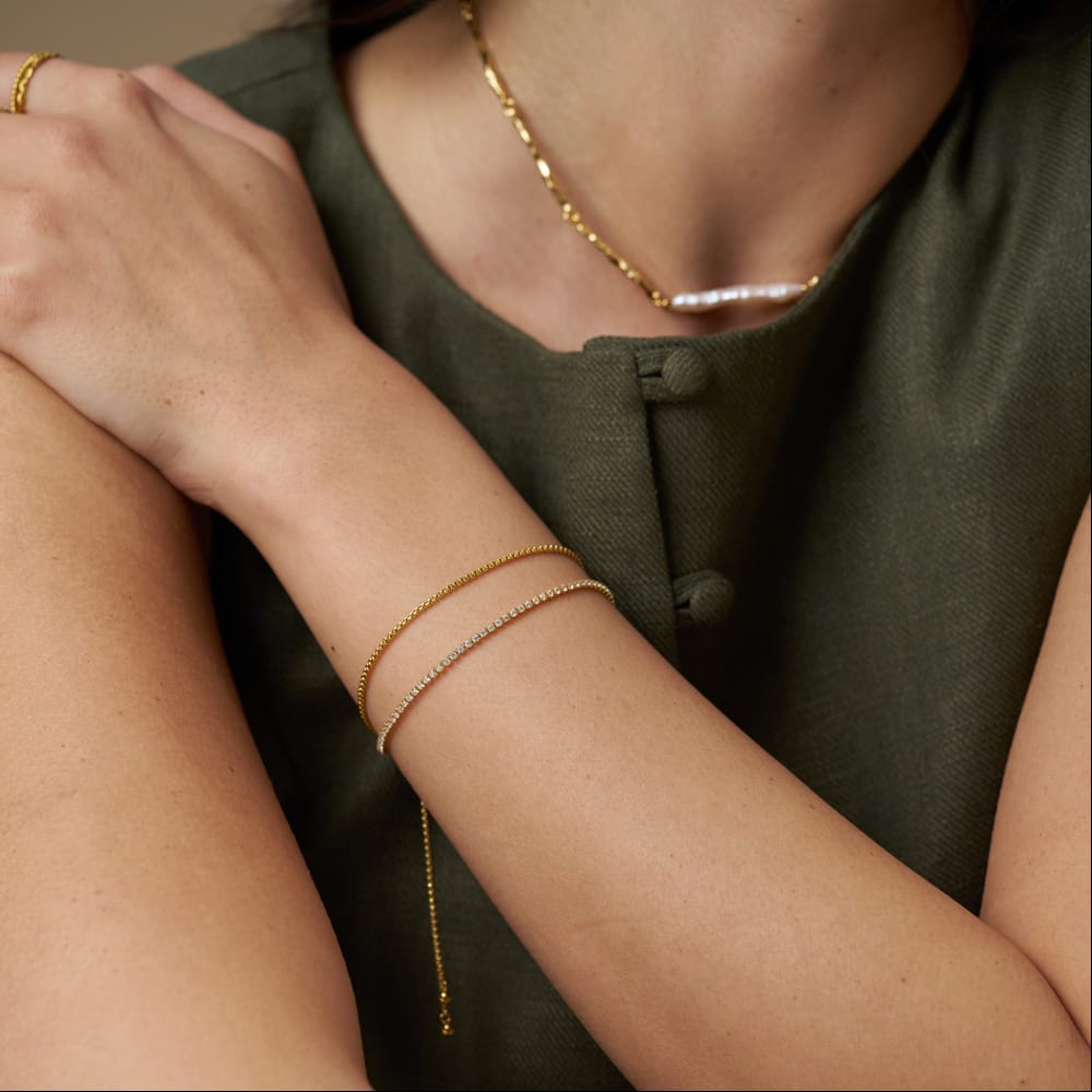 Multi Row Bracelet Chain & Crystal Tennis Slider Bracelet Orelia Jewellery