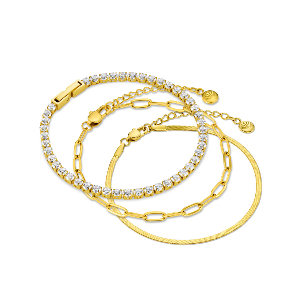 Multi Row Bracelet LUXE Chain & Tennis Wrist Stacking Set Orelia Jewellery