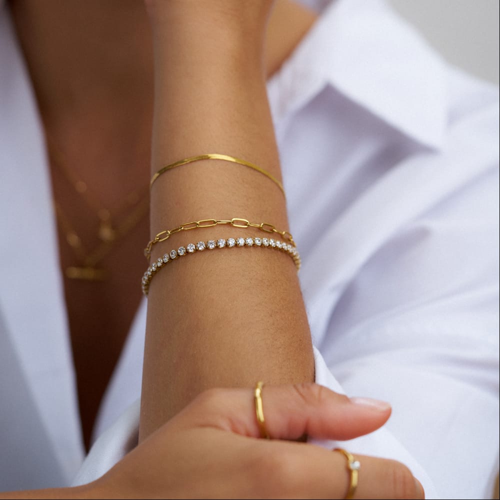 Multi Row Bracelet LUXE Chain & Tennis Wrist Stacking Set Orelia Jewellery