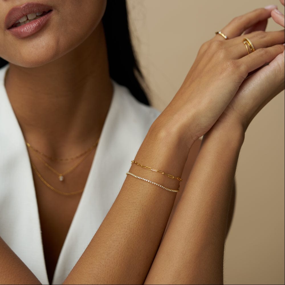 Multi Row Bracelet ONE Crystal & Chain Bracelet Duo Orelia Jewellery
