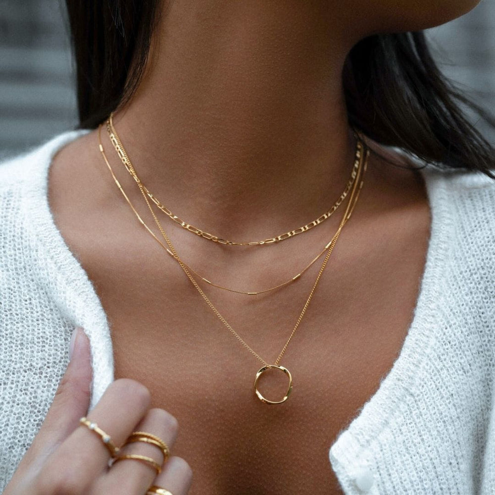Multi Row Neckwear Default Open Circle Three Row Necklace - Gold Orelia Jewellery