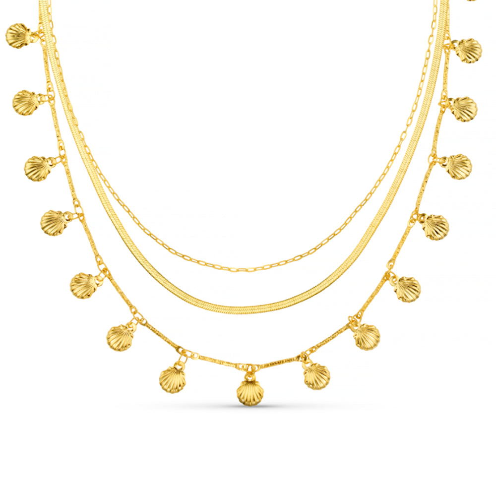 Multi Row Neckwear Default Shell Fringe 3-Row Necklace Orelia Jewellery