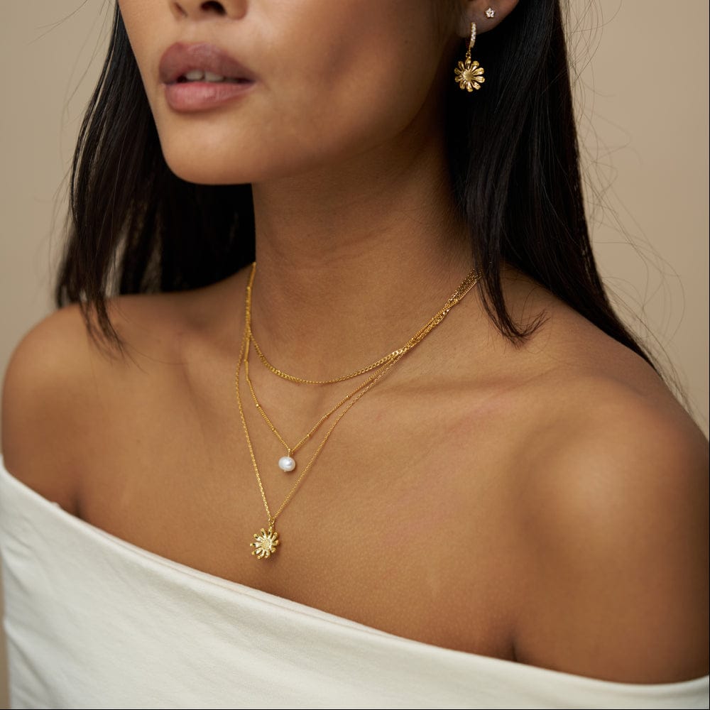 Multi Row Neckwear ONE Pearl & Daisy 3-Row Necklace Orelia Jewellery