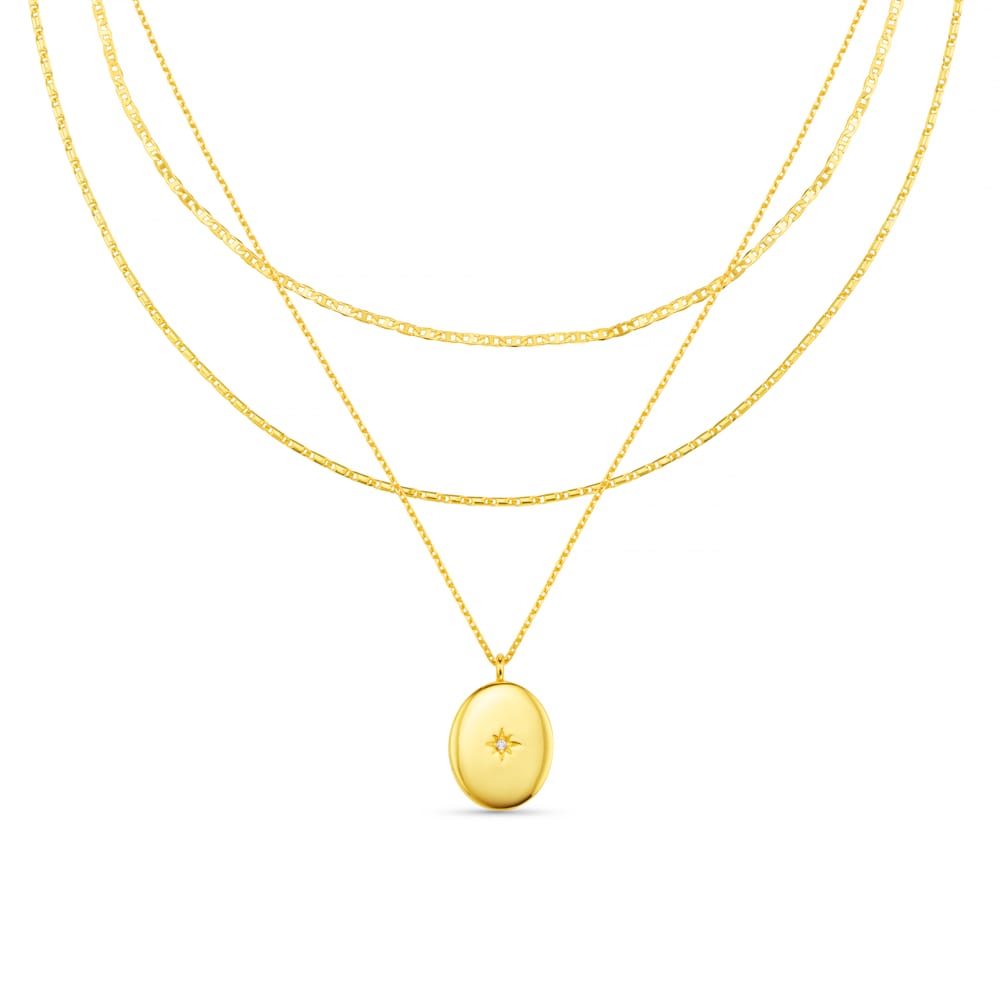 Multi Row Neckwear Starburst Locket 3-Row Necklace Orelia Jewellery