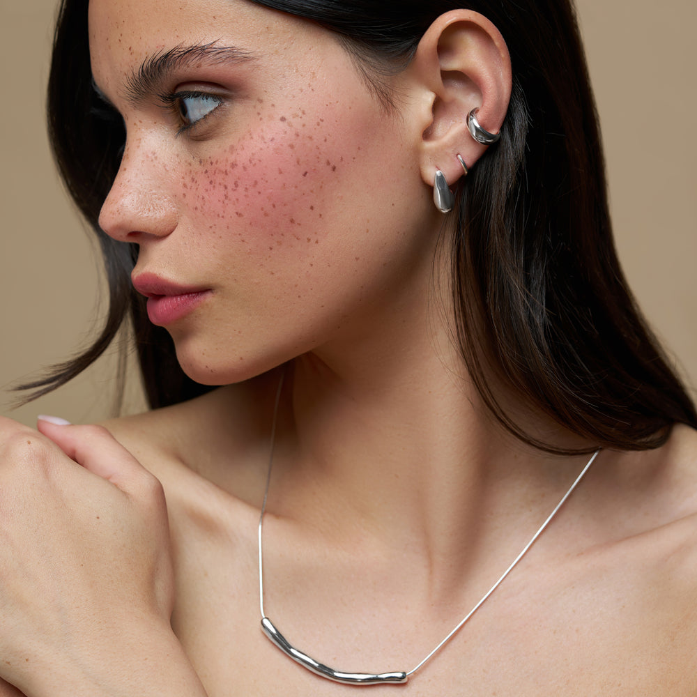 Necklace Other Molten Bar Adjustable Necklace - Silver Orelia Jewellery