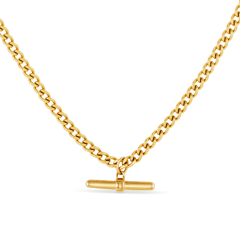 Curb Chain T Bar Drop Necklace