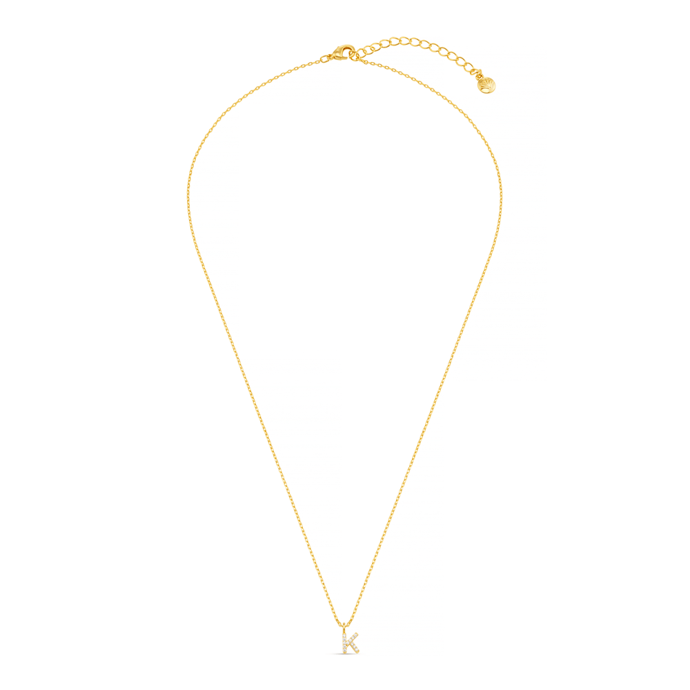 Necklaces K Pave Initial Charm Necklace Orelia Jewellery