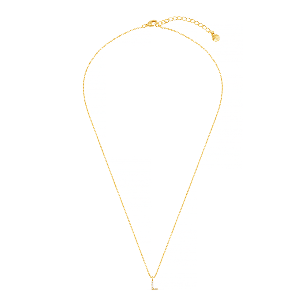 Necklaces L Pave Initial Charm Necklace Orelia Jewellery