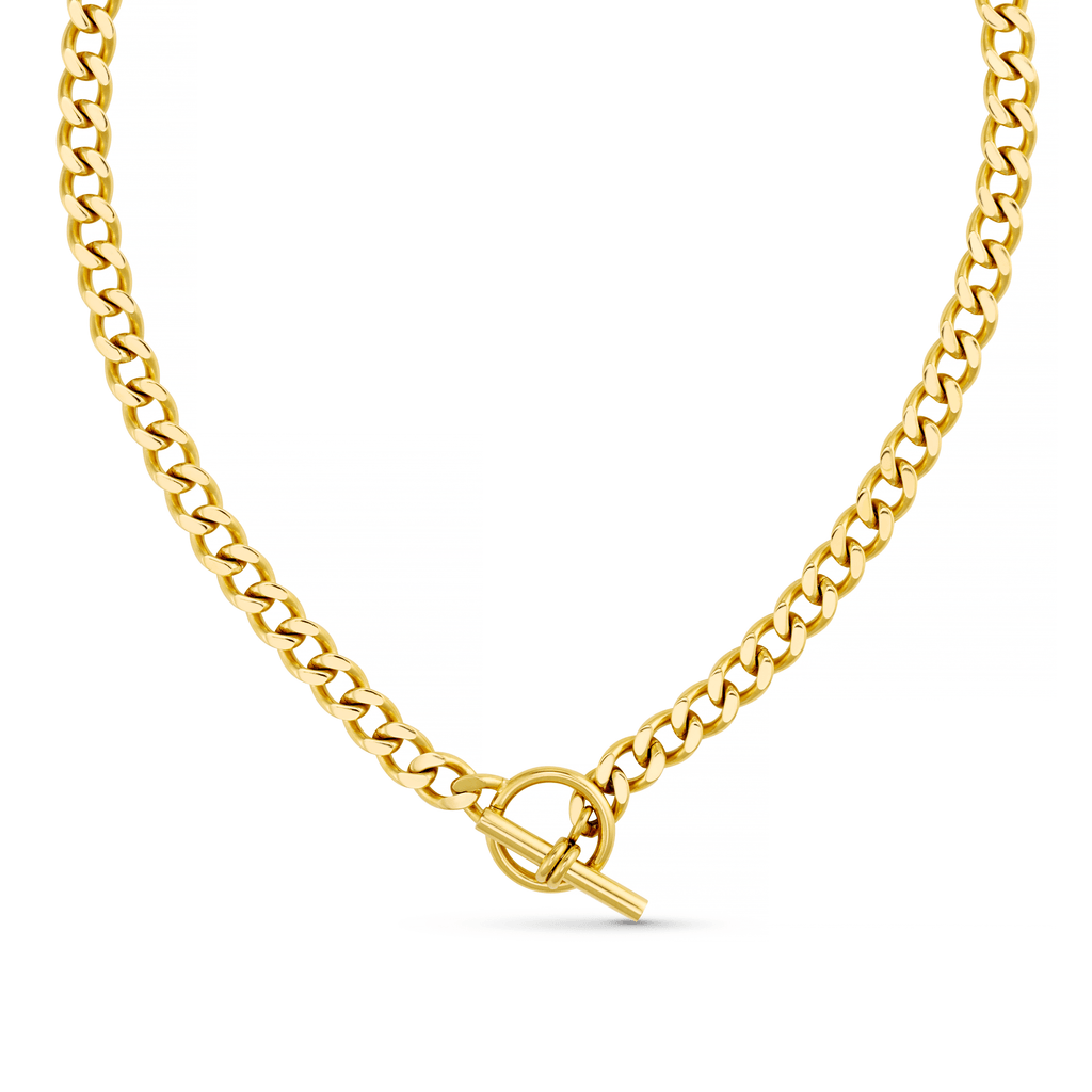Flat Curb T Bar Necklace