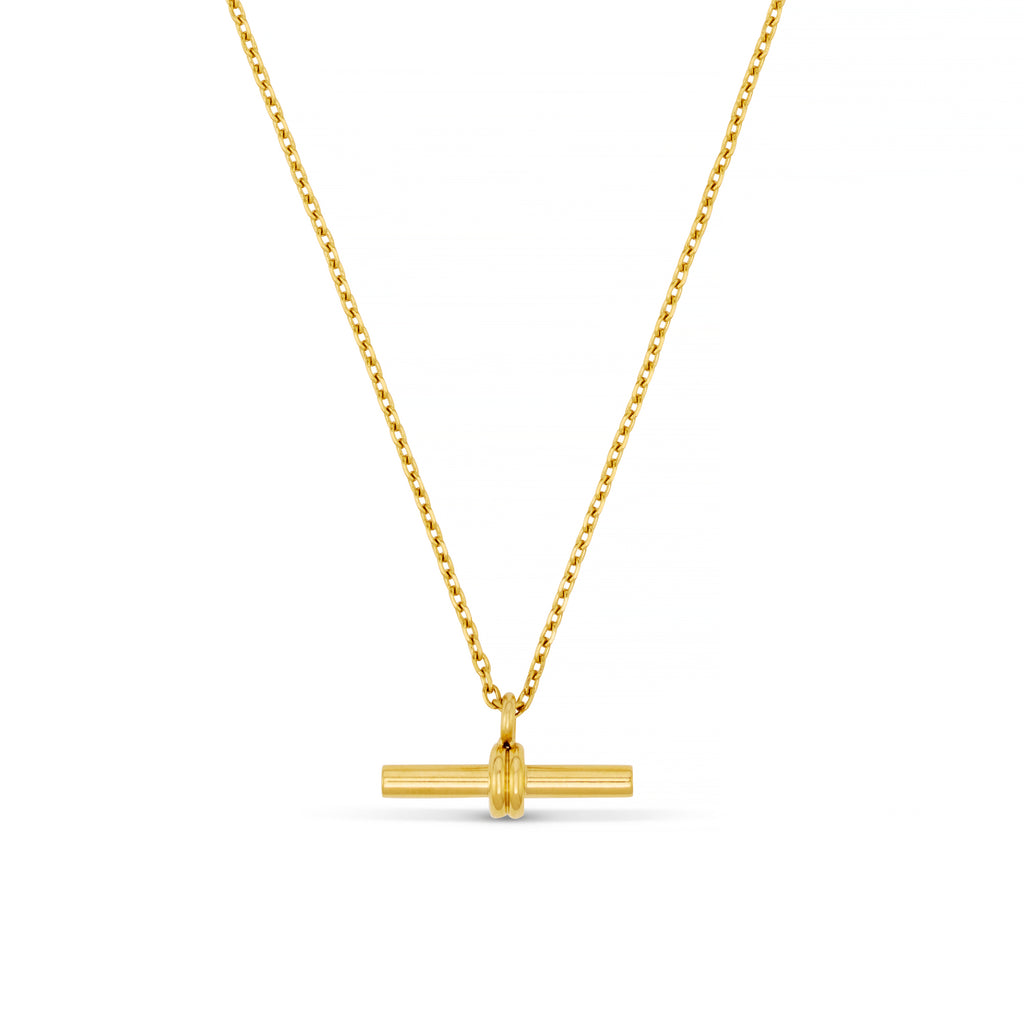 LUXE Fine Chain T-Bar Drop Necklace - Gold