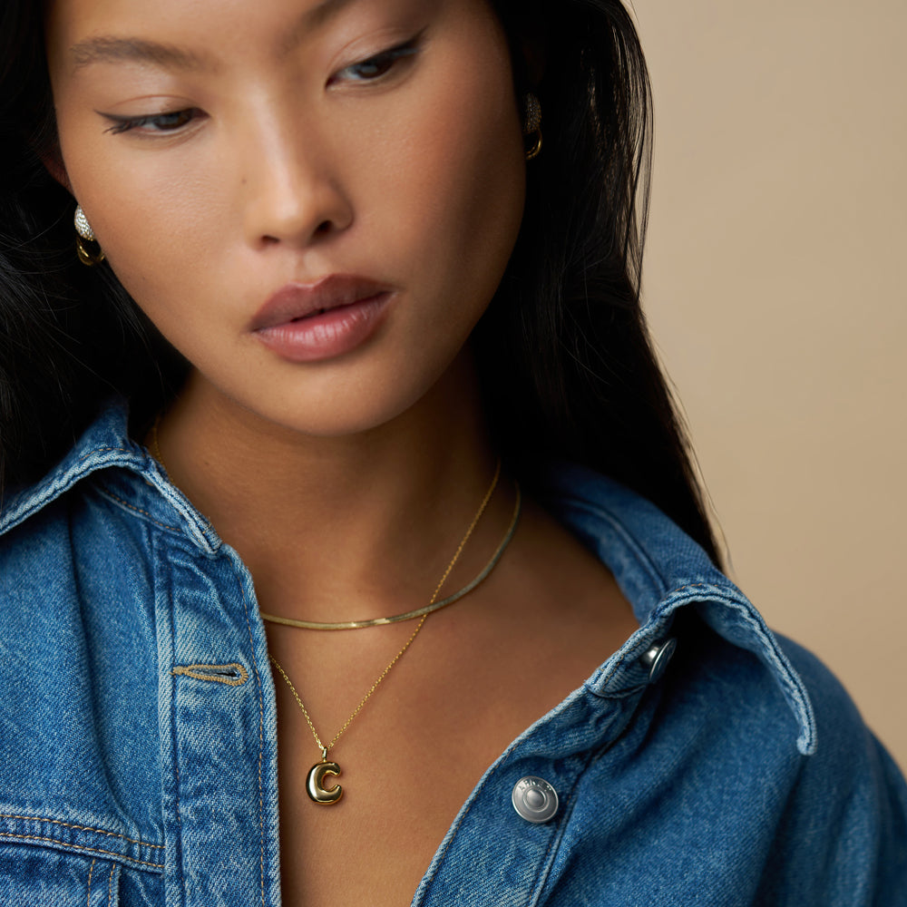 Personalisation Necklace ONE E Bubble Initial Necklace Orelia Jewellery