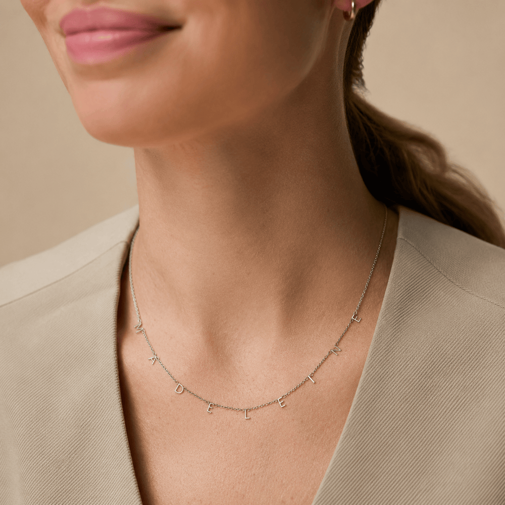 Personalisation Necklace Personalised Initial Charm Necklace - Silver Orelia Jewellery