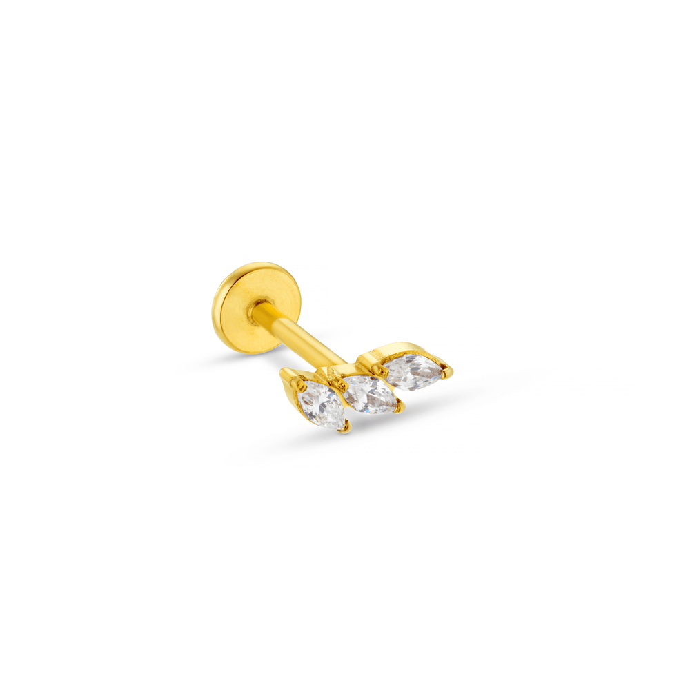 Piercings Triple Crystal Navette Labret Orelia Jewellery