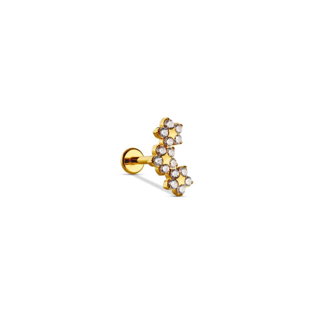 Post Piercing ONE Curved Crystal Flower Labret Orelia Jewellery