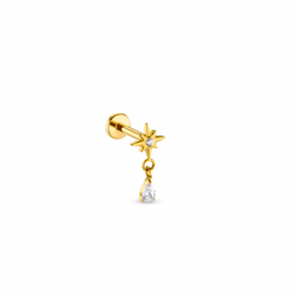 Post Piercing Starburst & Crystal Charm Labret Orelia Jewellery