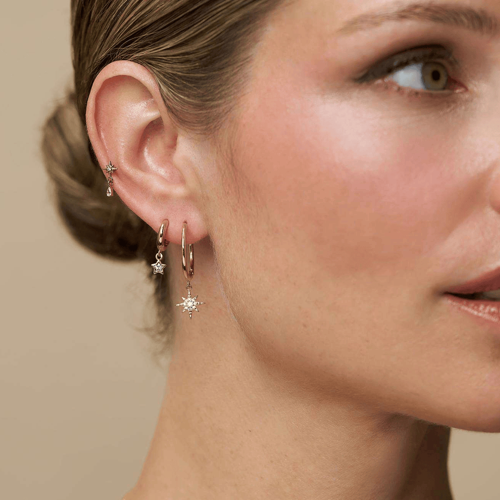Post Piercing Starburst & Crystal Charm Labret Orelia Jewellery