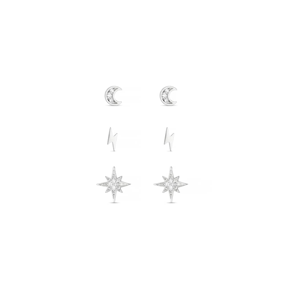 Pre Boxed Jewellery Celestial Stud Earring Pack & Gift Box - Silver Orelia Jewellery