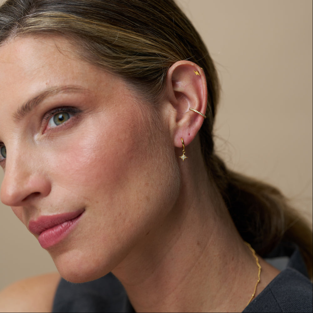 Pre Boxed Jewellery Pavé Starburst Micro Hoop Earrings & Gift Box Orelia Jewellery