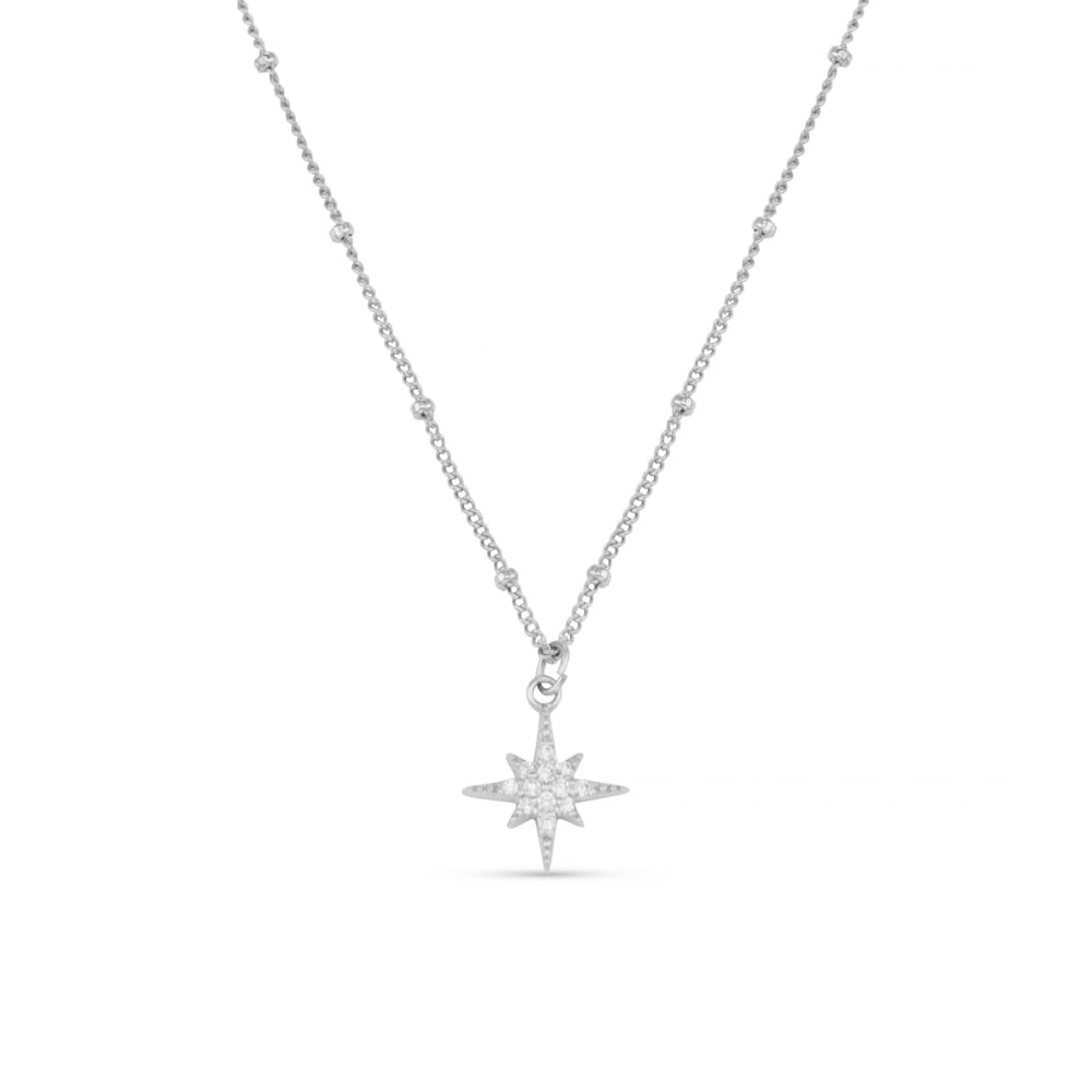 Pre Boxed Jewellery Pavé Starburst Satellite Chain Necklace & Gift Box - Silver Orelia Jewellery