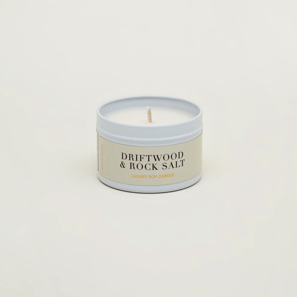 Driftwood & Rock Salt Tin Candle
