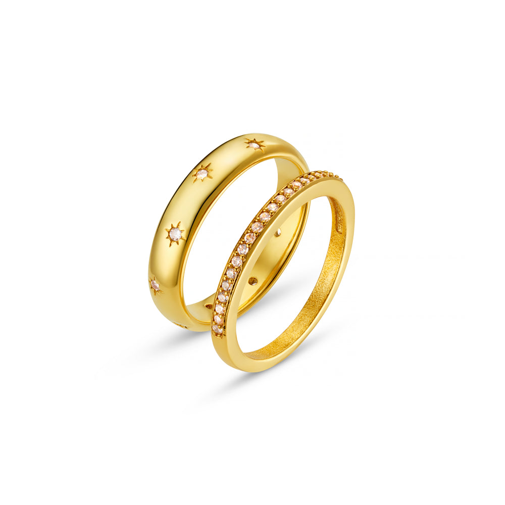 Ring Pack M/L Crystal Starburst & Pavé Ring Pack Orelia Jewellery