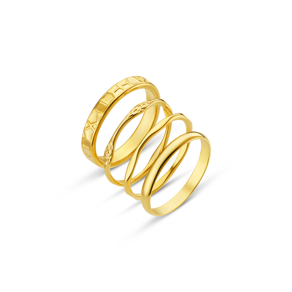 Ring Pack M/L Mixed Textured Ring Stacking Set Orelia Jewellery