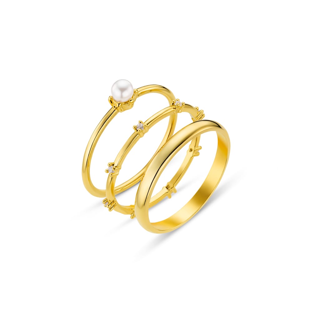 Ring Pack Pearl & Crystal Ring Stacking Set Orelia Jewellery