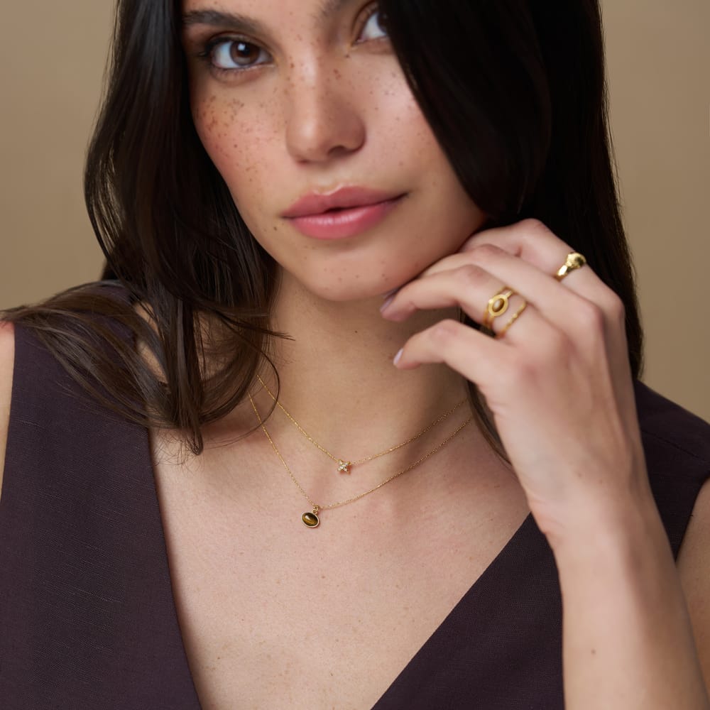 Ring Pack Semi-Precious Tiger's Eye Ring Stacking Set Orelia Jewellery