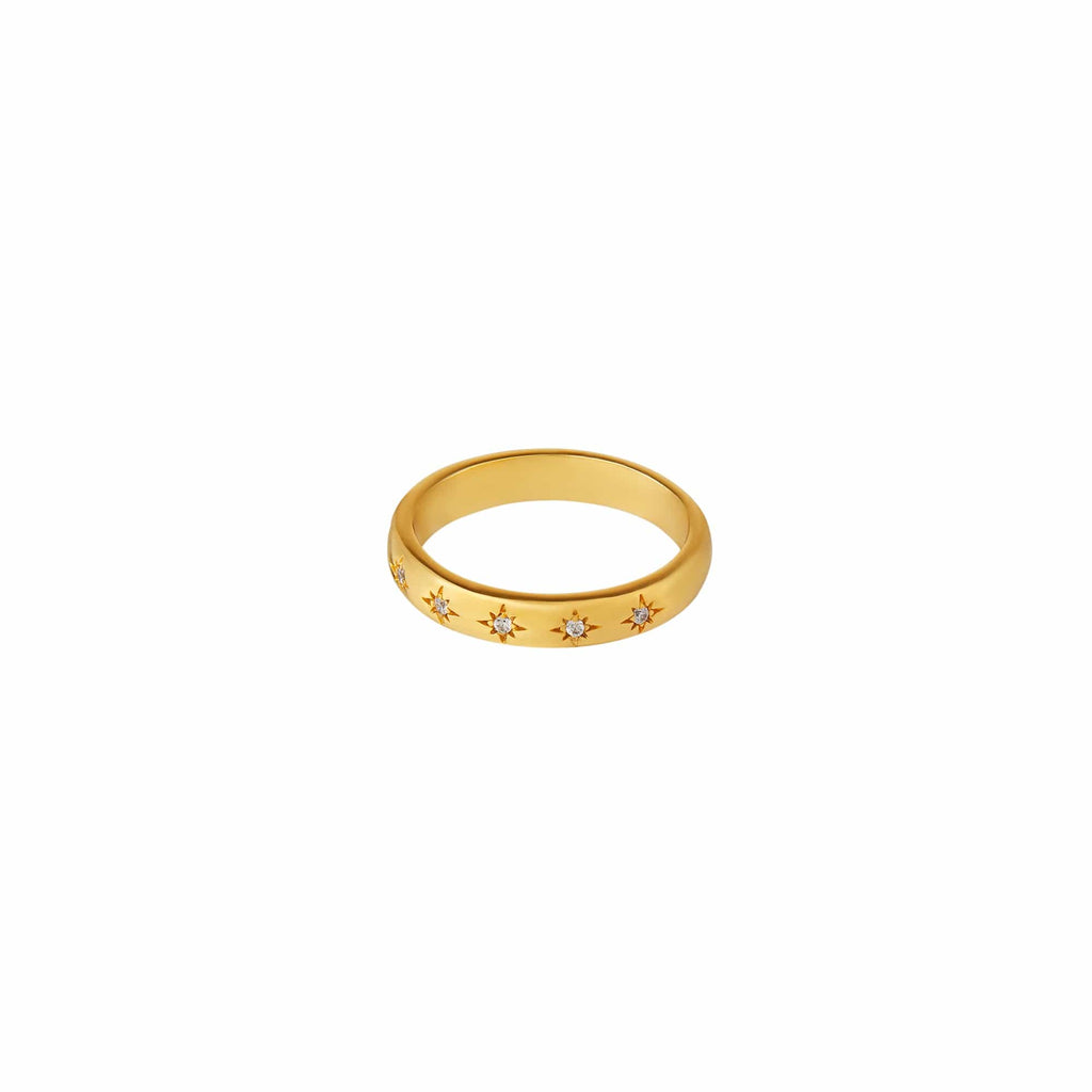 Crystal Engraved Starburst Ring