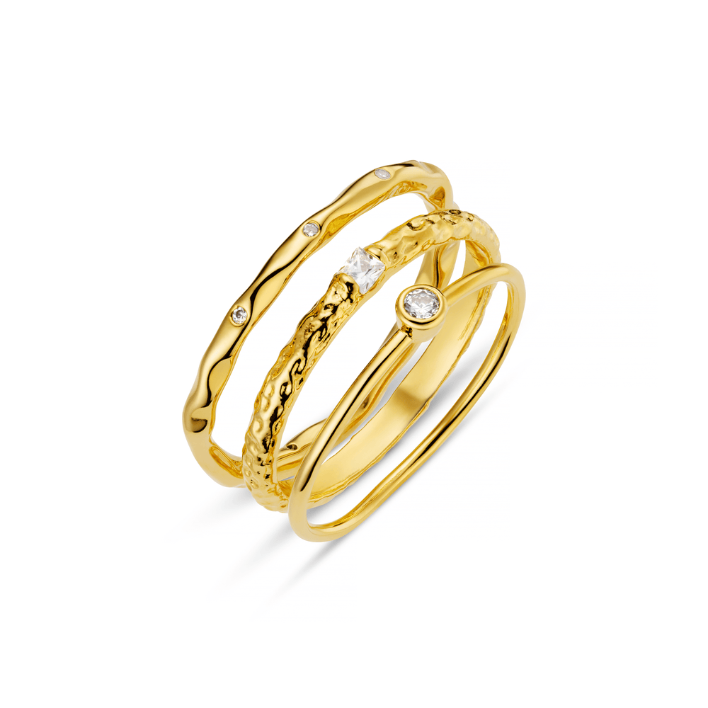 Rings Crystal & Molten Ring Stacking Set Orelia Jewellery