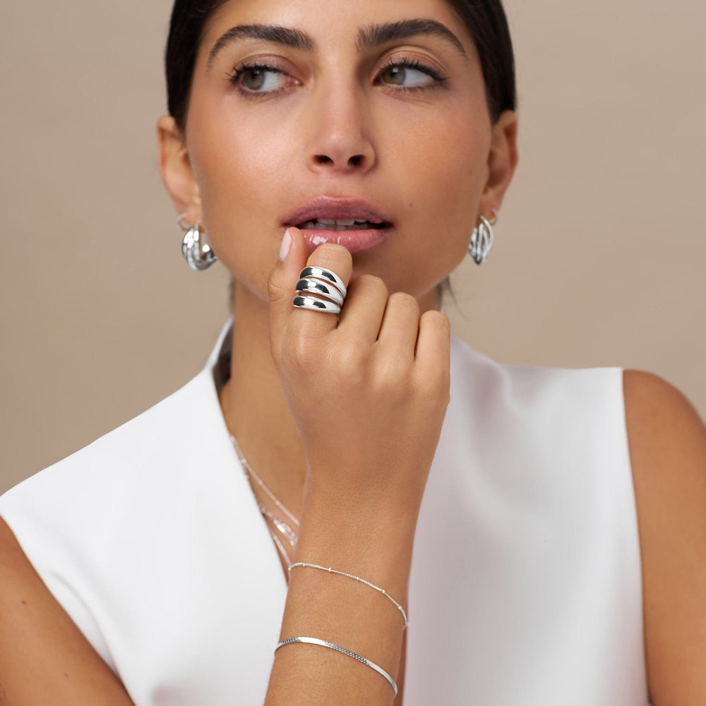 Rings Polished Triple Domed Ring - Silver Orelia Jewellery