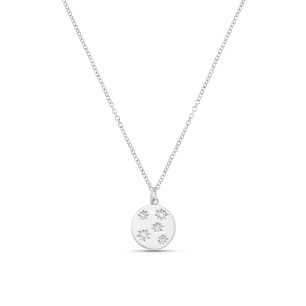 Short Necklace Crystal Starburst Coin Necklace - Silver Orelia Jewellery