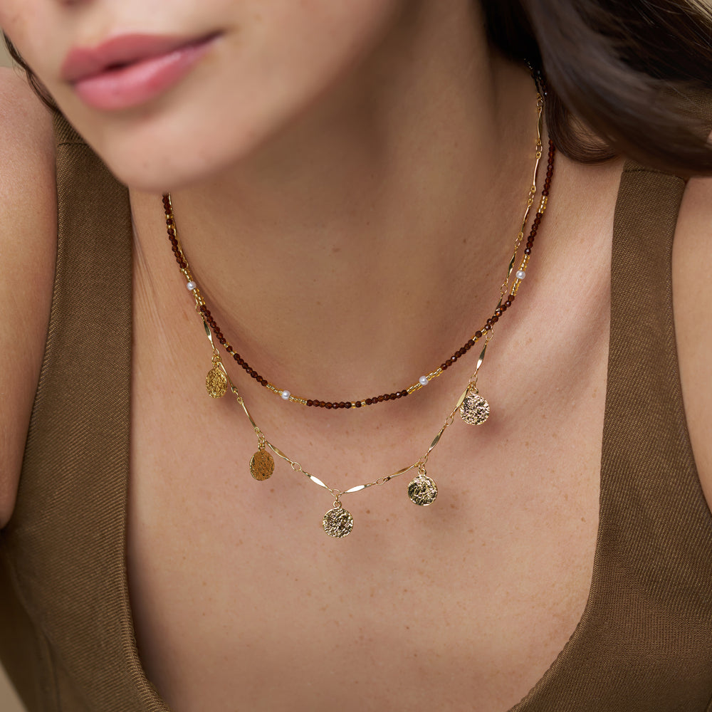 Short Necklace Default Mini Molten Coin Charm Necklace Orelia Jewellery