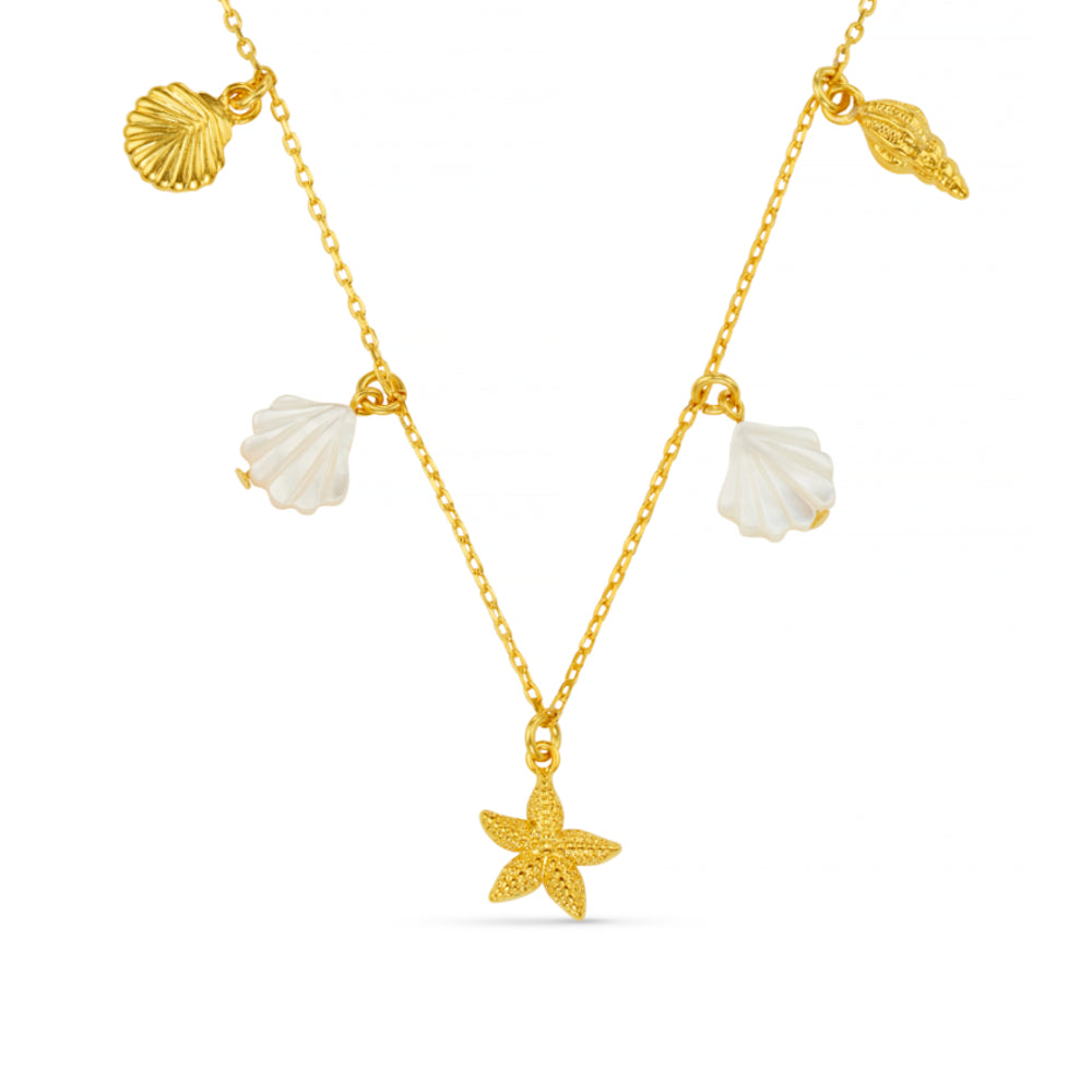 Short Necklace Default Mixed Shell & Starfish Charm Necklace Orelia Jewellery