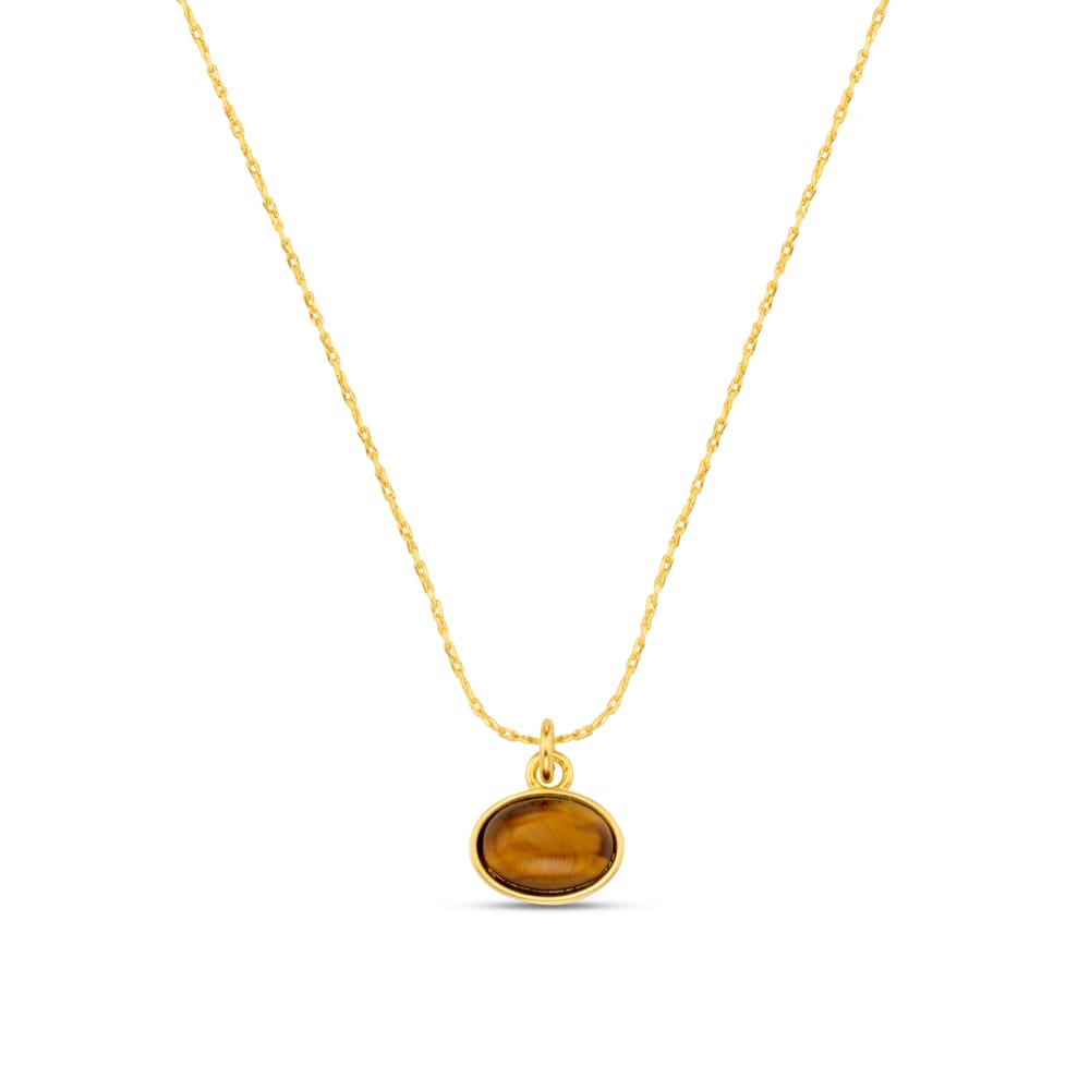 Short Necklace Default Semi-Precious Tiger's Eye Charm Necklace Orelia Jewellery