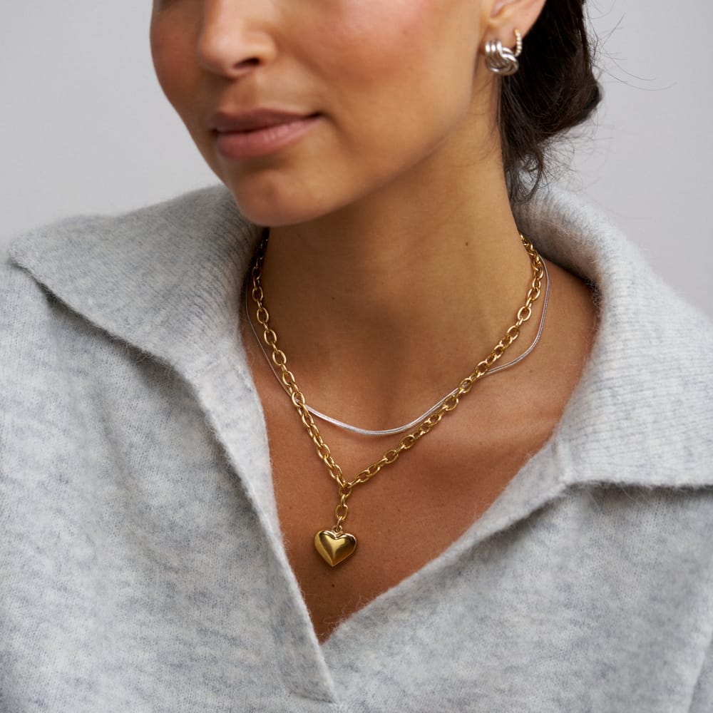Short Necklace LUXE Chunky Heart Drop Necklace Orelia Jewellery