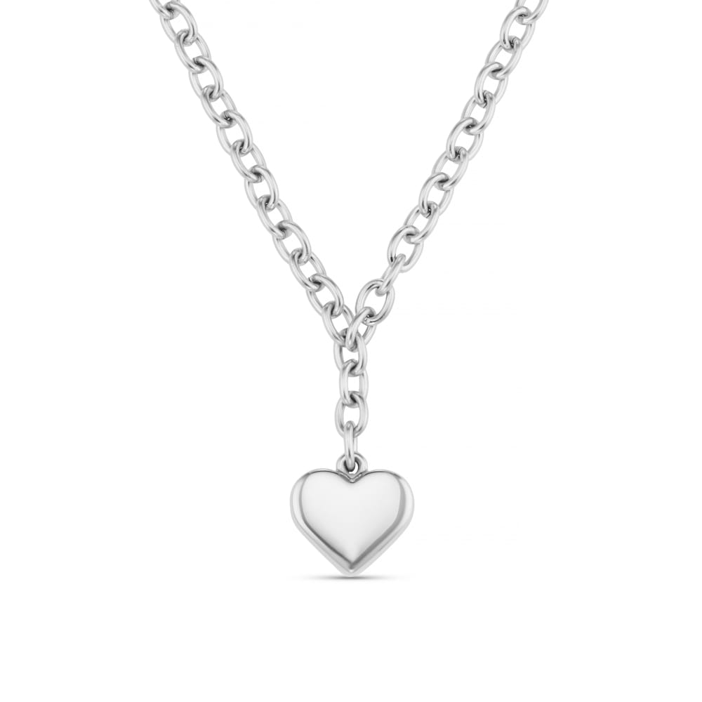 Short Necklace LUXE Chunky Heart Drop Necklace - Silver Orelia Jewellery