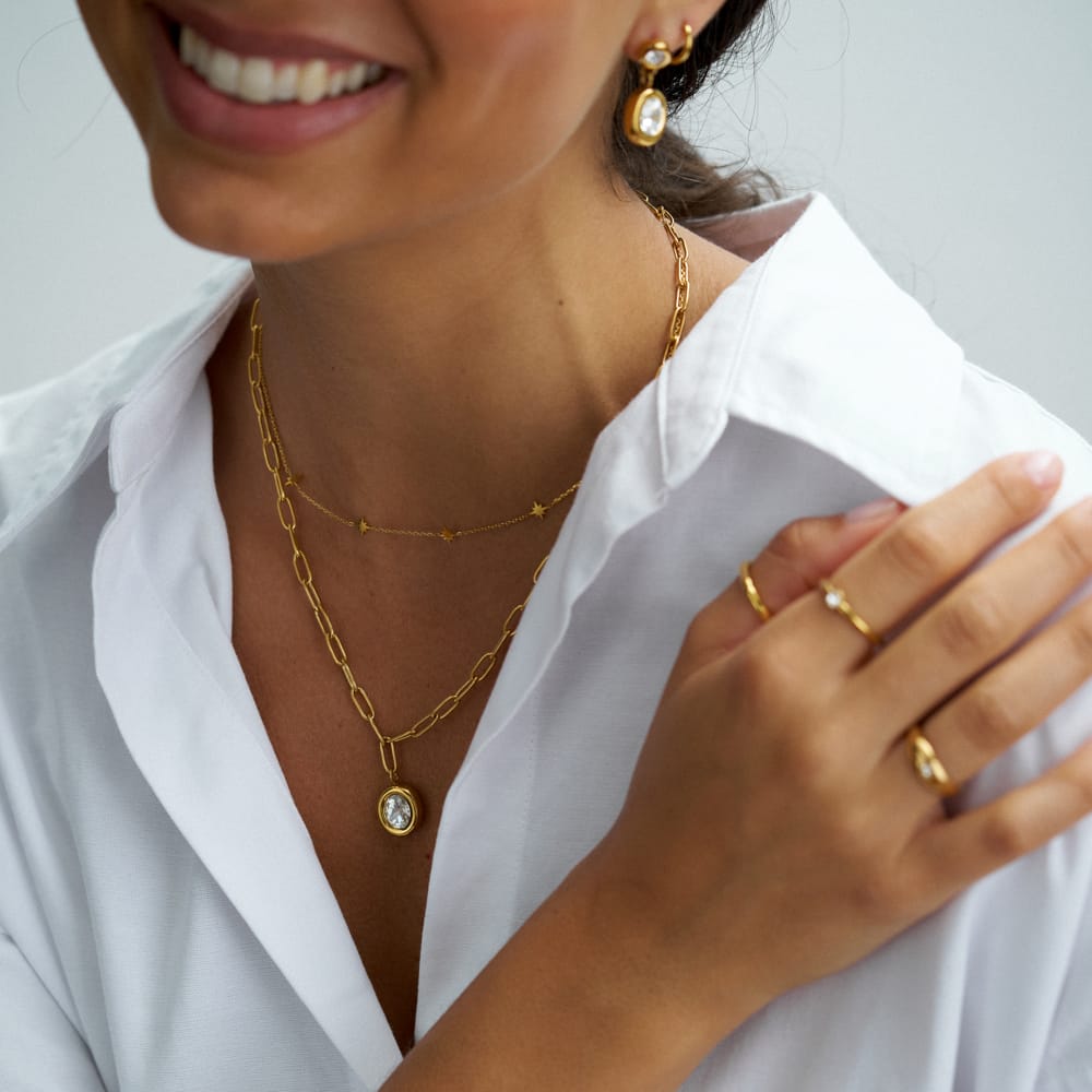 Short Necklace LUXE Crystal Pendant Chain Link Necklace Orelia Jewellery