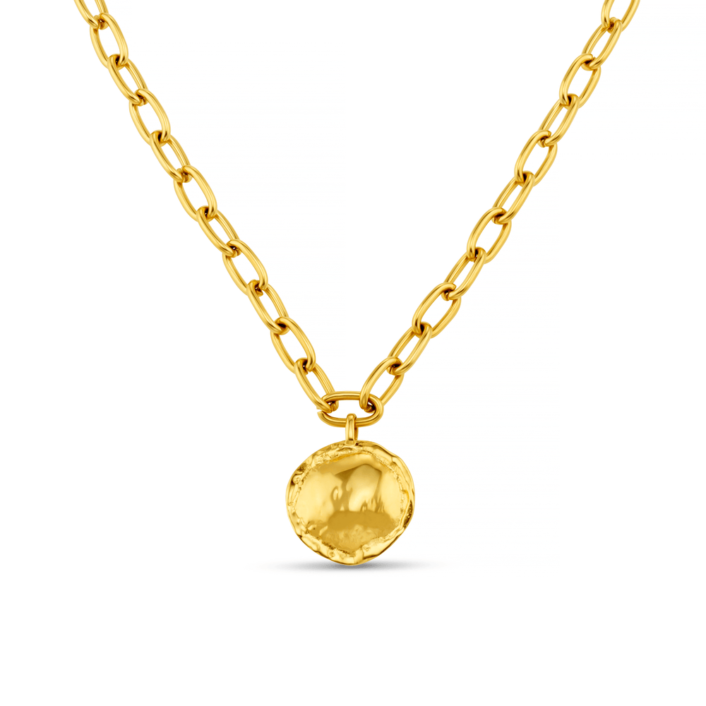 Short Necklace LUXE Oval Link & Molten Coin Necklace Orelia Jewellery