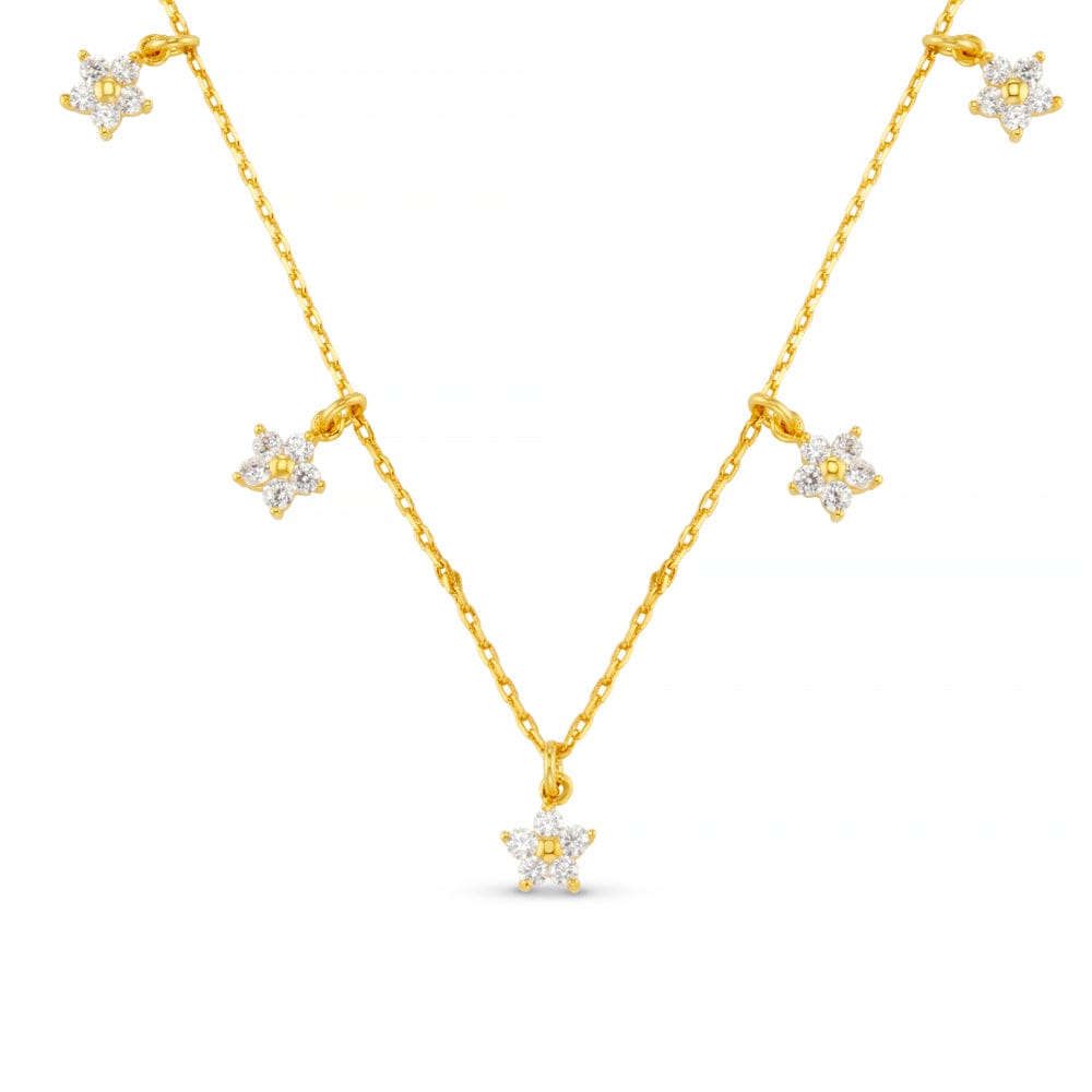 Short Necklace ONE Crystal Flower Multi Drop Charm Necklace Orelia Jewellery
