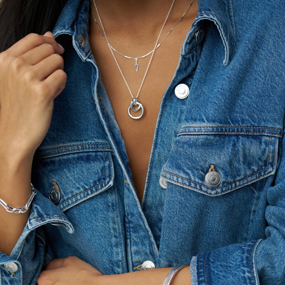 Short Necklace ONE Lightning Charm Necklace Silver Orelia Jewellery