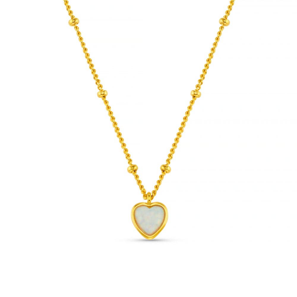 Short Necklace ONE Opal Heart Charm Necklace Orelia Jewellery