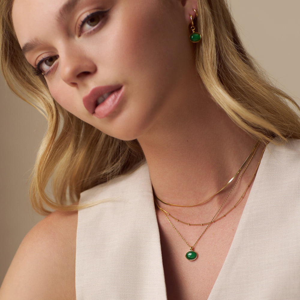 Short Necklace Semi-Precious Green Pendant Necklace Orelia Jewellery