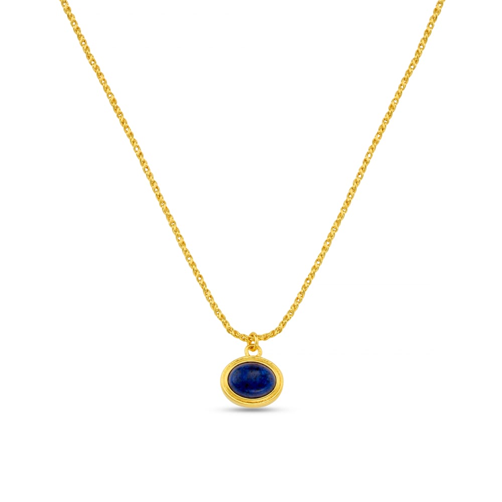 Short Necklace Semi-Precious Lapis Charm Necklace Orelia Jewellery