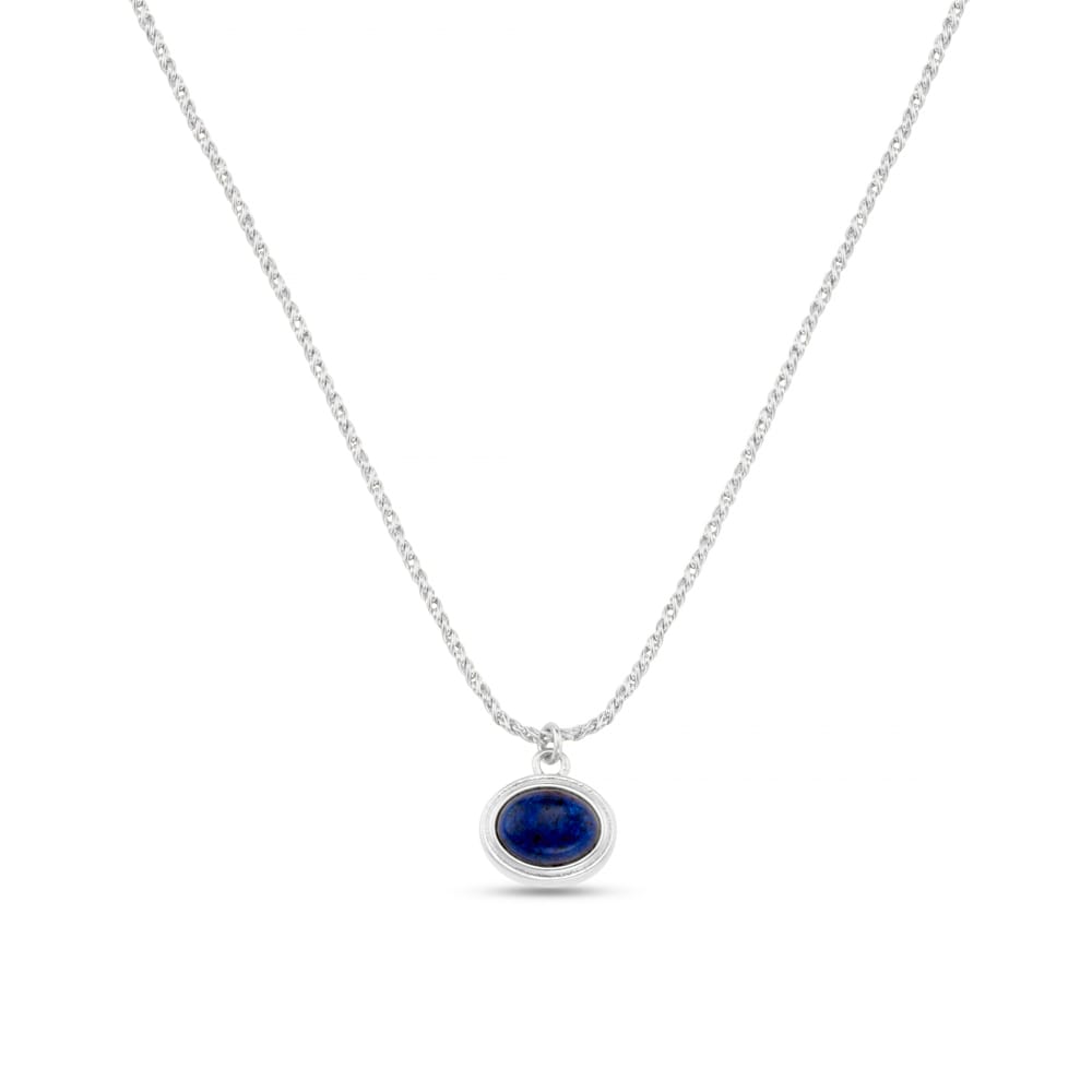 Short Necklace Semi-Precious Lapis Charm Necklace -Silver Orelia Jewellery
