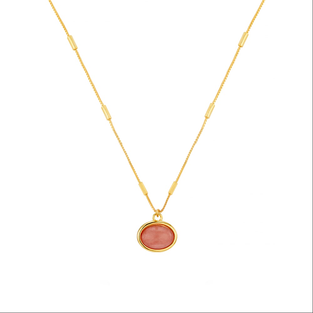 Short Necklace Semi-Precious Pink Jade Charm Necklace Orelia Jewellery