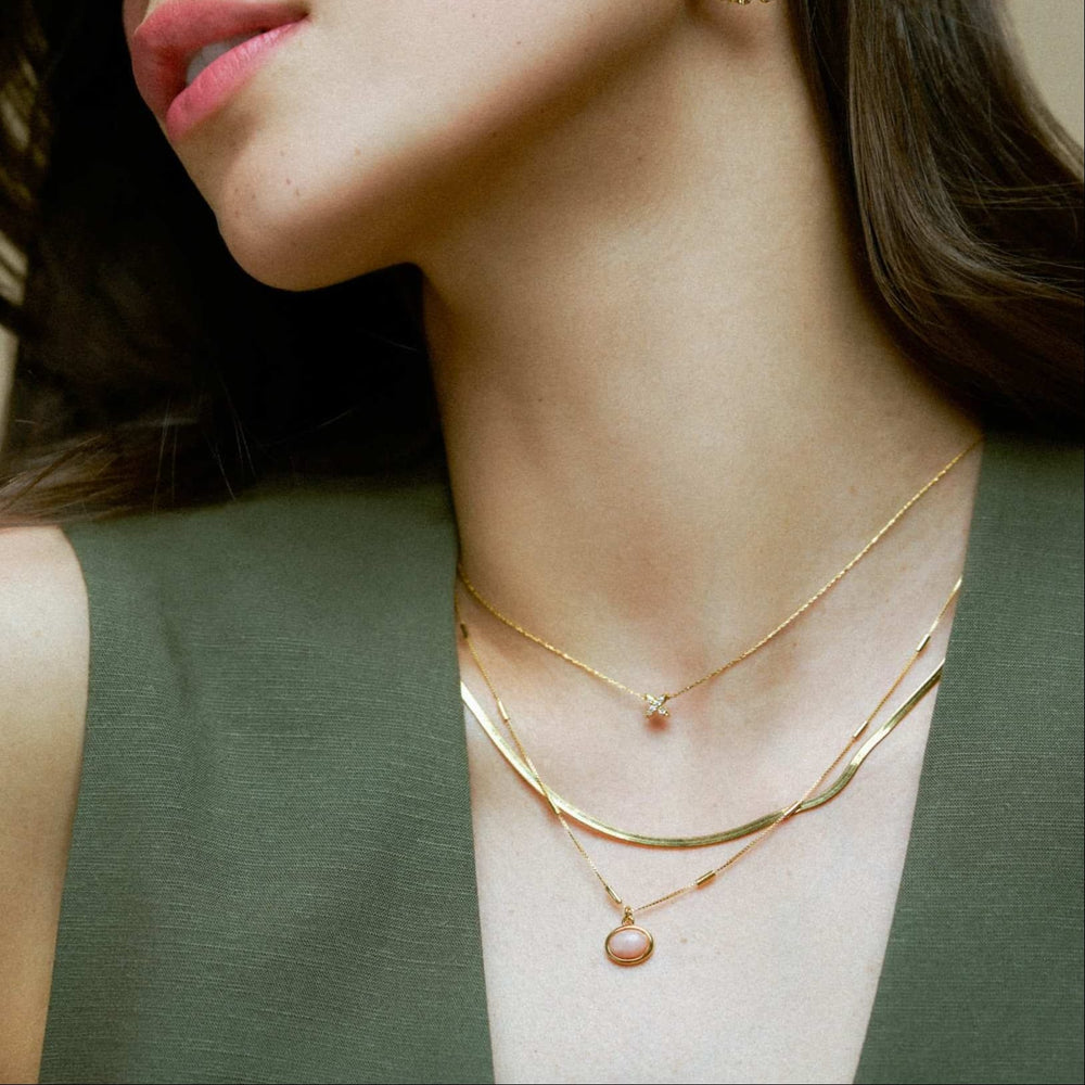 Short Necklace Semi-Precious Pink Jade Charm Necklace Orelia Jewellery