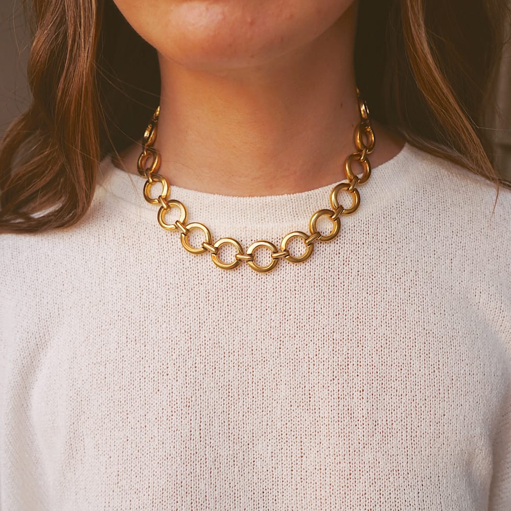 Short Necklace Vintage Open Circle Chain Necklace Orelia Jewellery