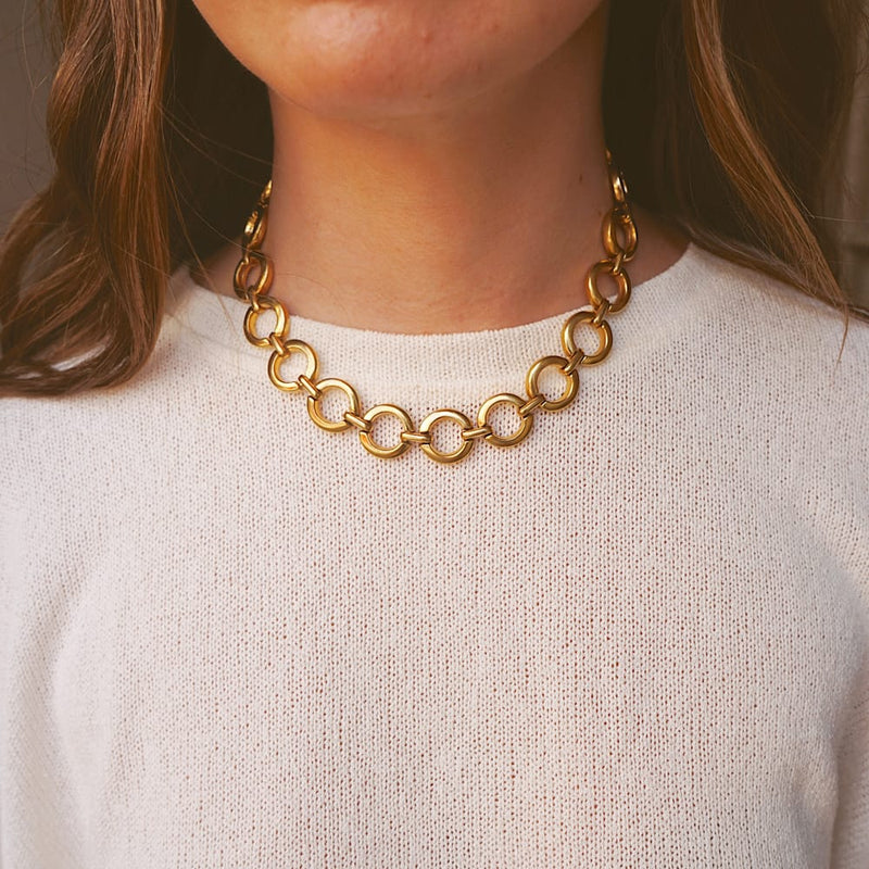 Short Necklace Vintage Open Circle Chain Necklace Orelia Jewellery