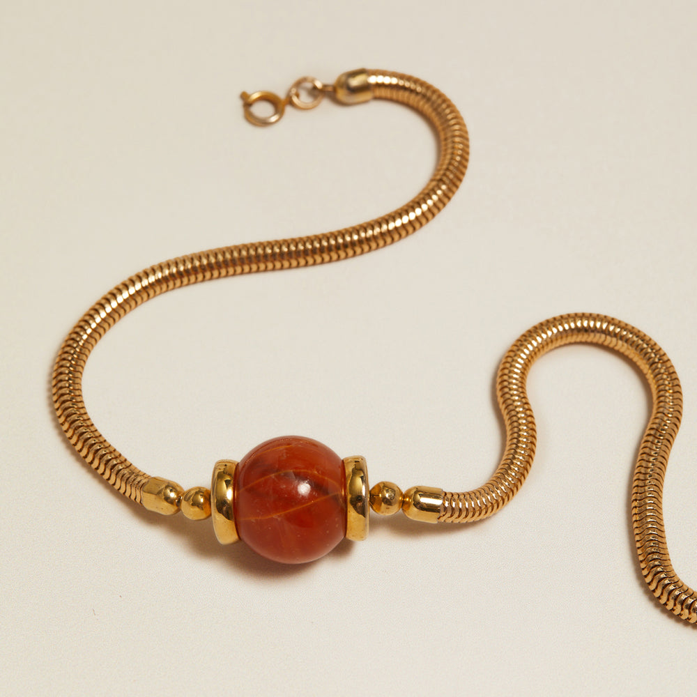 Short Necklace Vintage Tiger's Eye Bead Snake Chain Necklace Orelia Jewellery